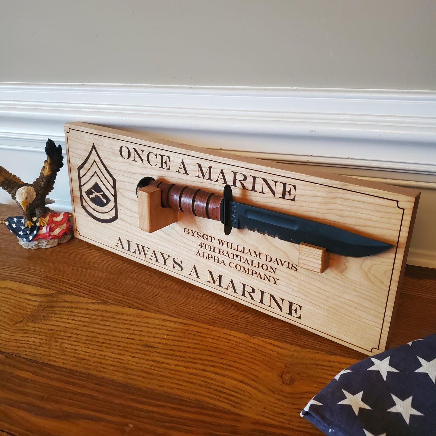 Marine Corps Wall K Bar Display made of wood