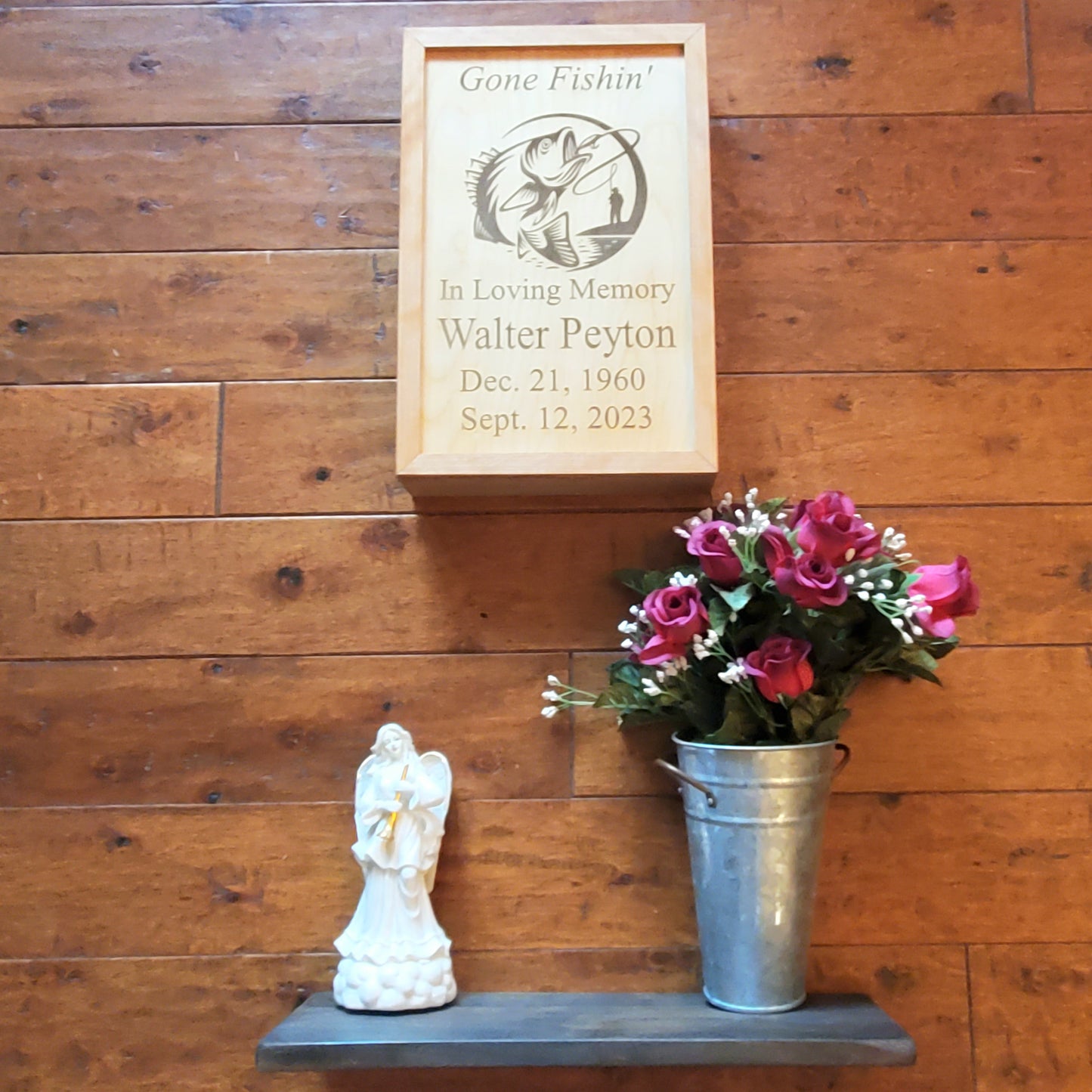 Gone Fishin Wall Hanging Plaque Cremation Urn for Human Ashes