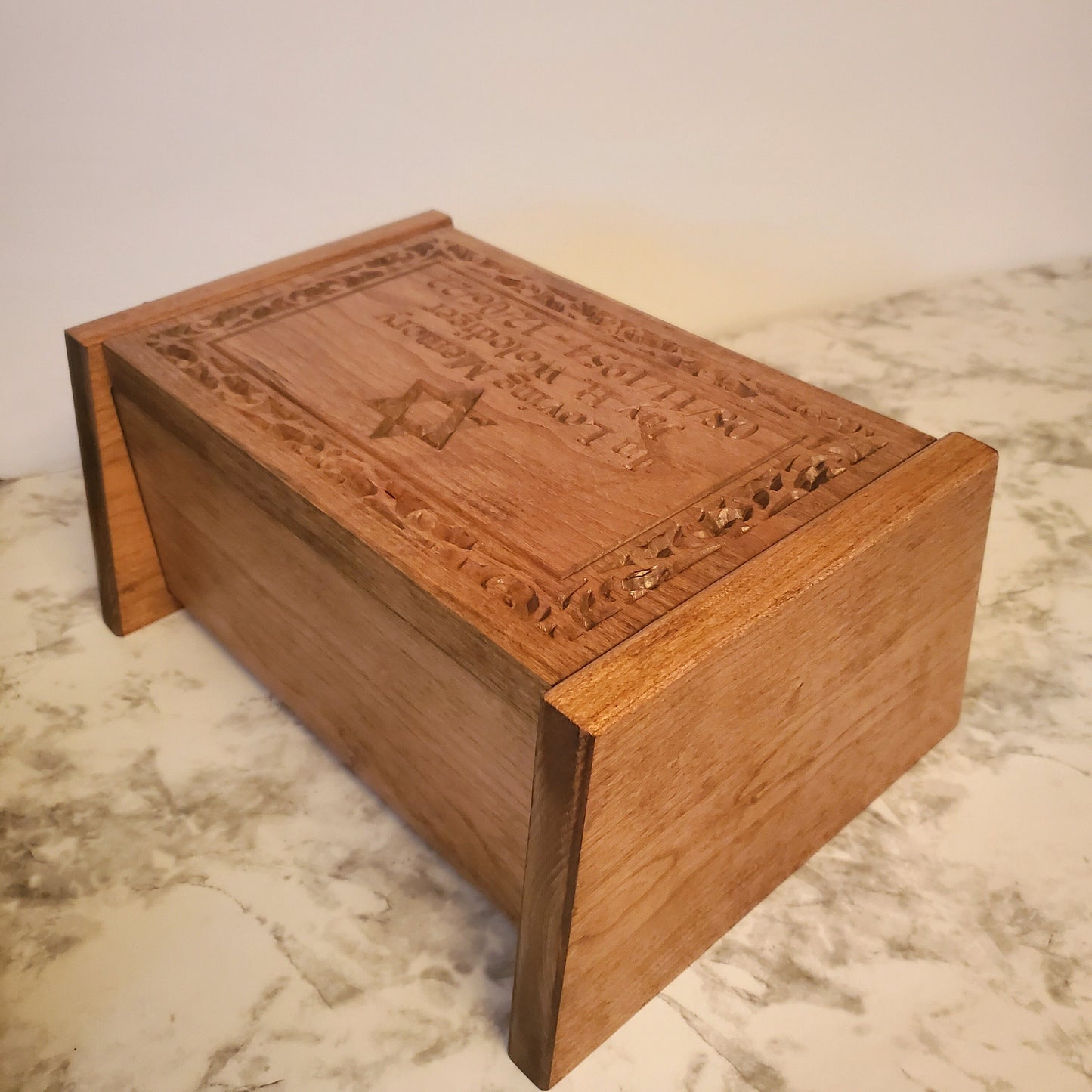 Star of David Cremation Urn Wood Carved Personalized for Human Ashes Keepsake