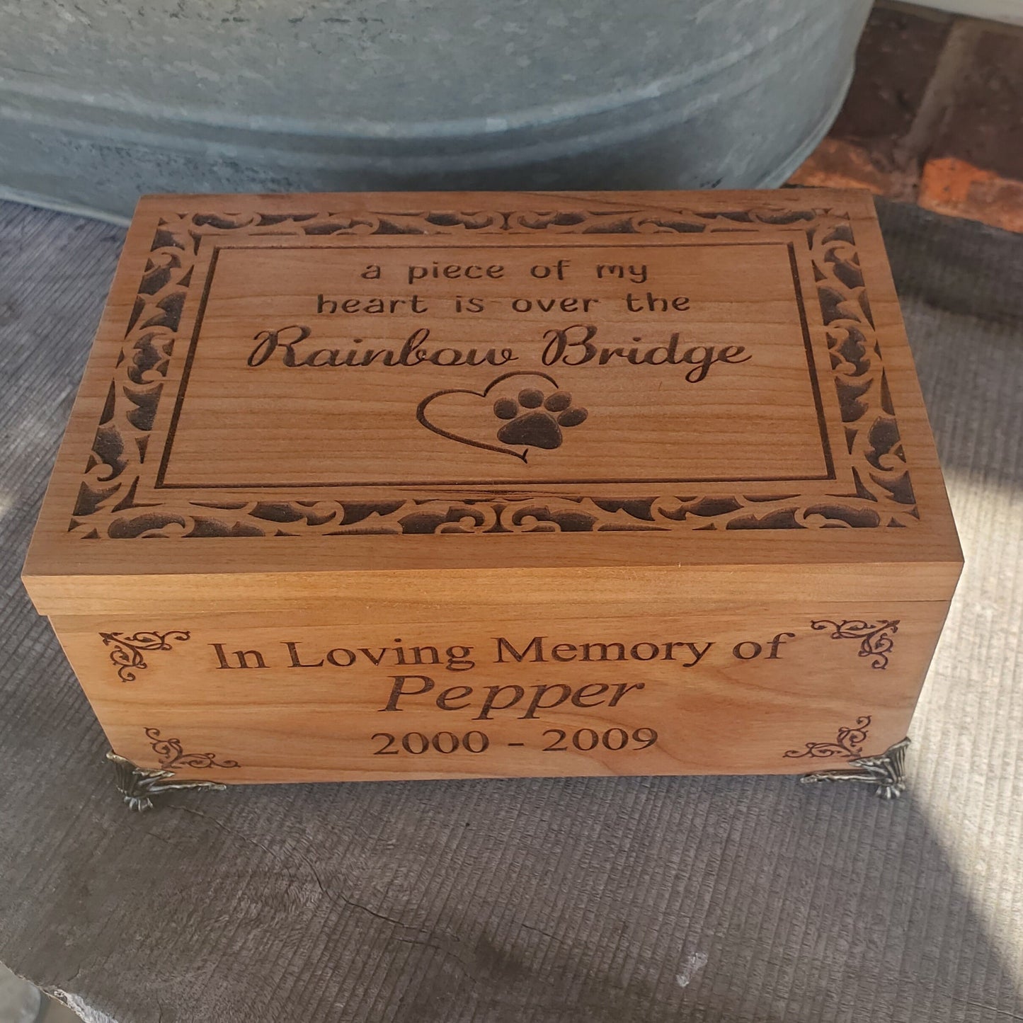 A Piece of my Heart is Over the Rainbow Bridge, Dog Cremation Urn for Ashes