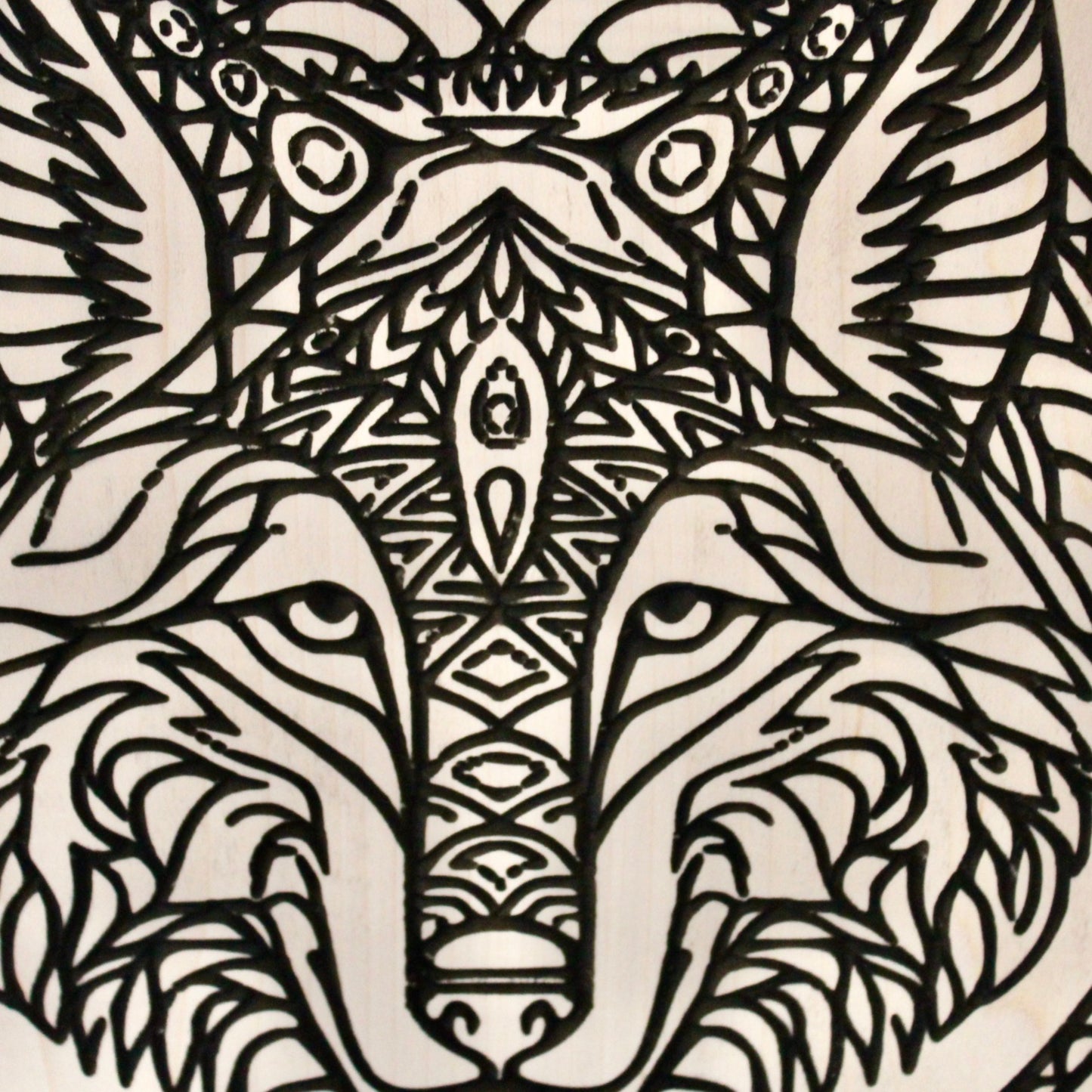 Tribal Wolf Carved Personalized Last Name Sign Made of Solid Wood