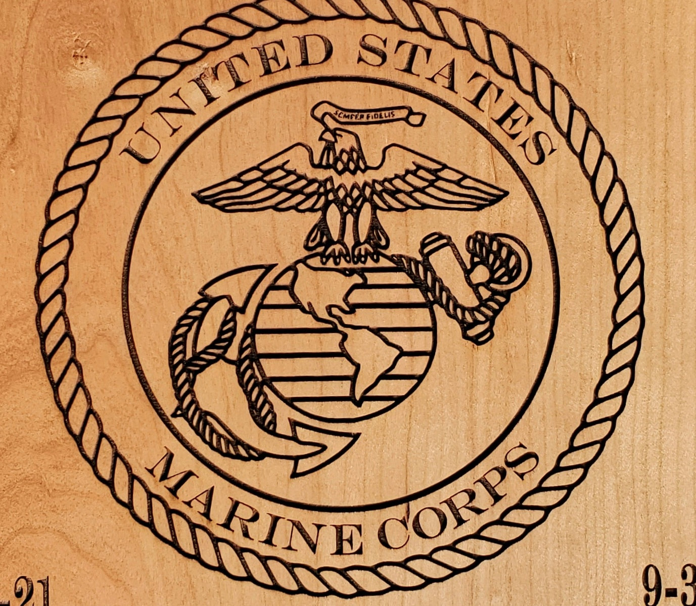 Marine Corps Journey Carved Wooden Plaque Boot Camp Graduation Gift With Yellow Footprints and EGA