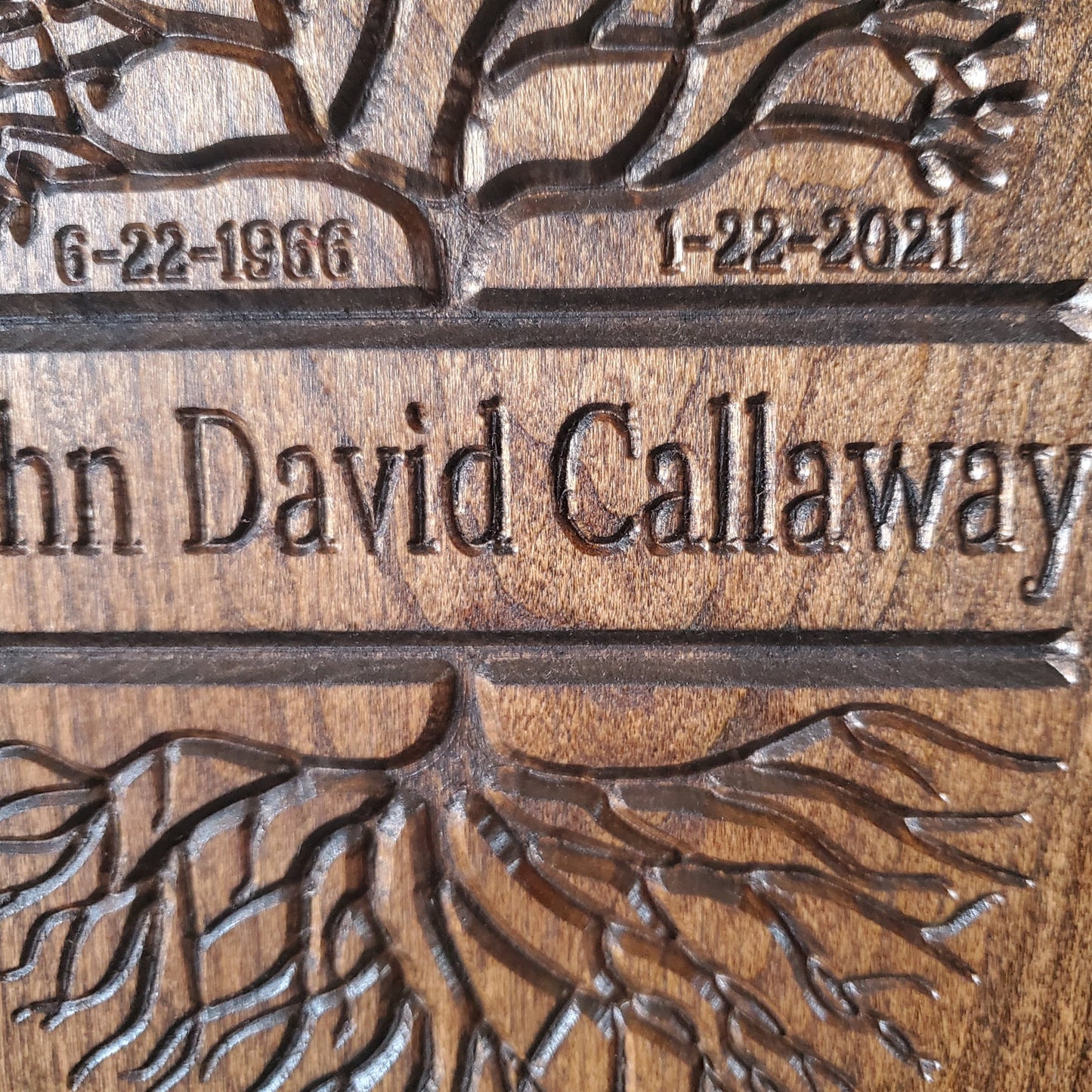 carved cremation urn