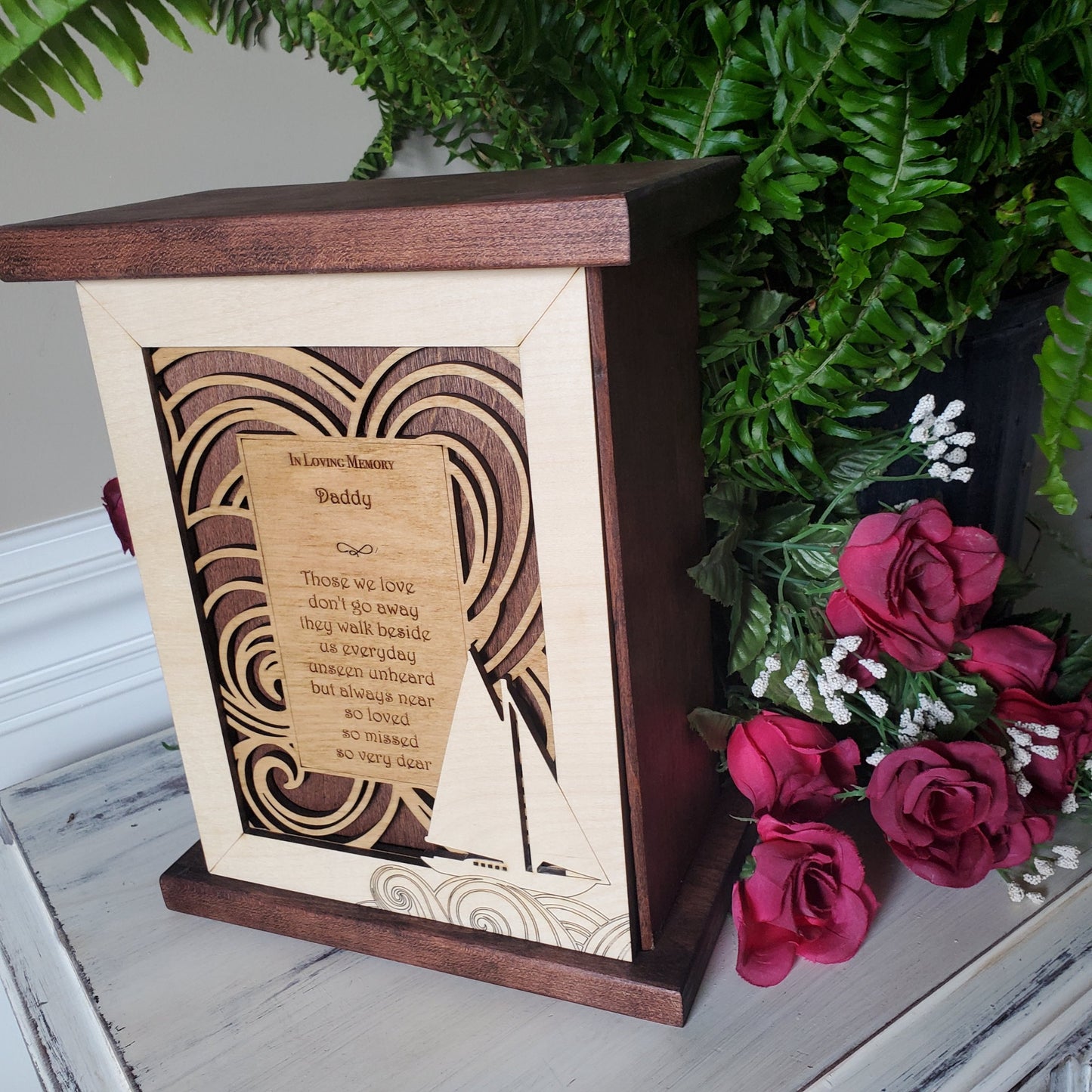 wood urn box outdoorsman