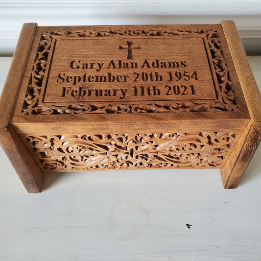 wood cross urn box