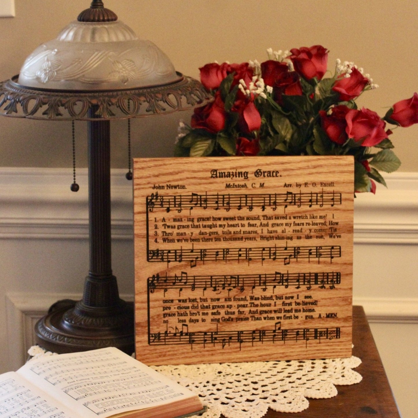 amazing grace carved wood plaque
