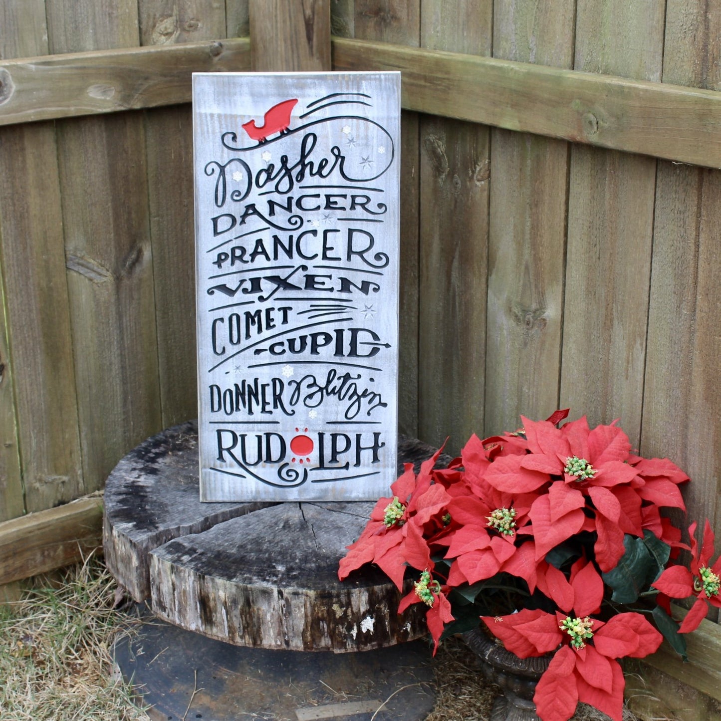 Reindeer names Wood Sign