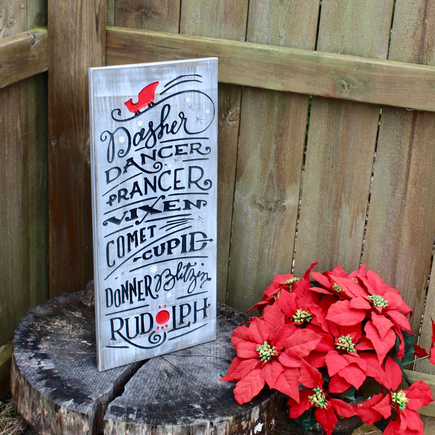 Reindeer names with sleigh sign