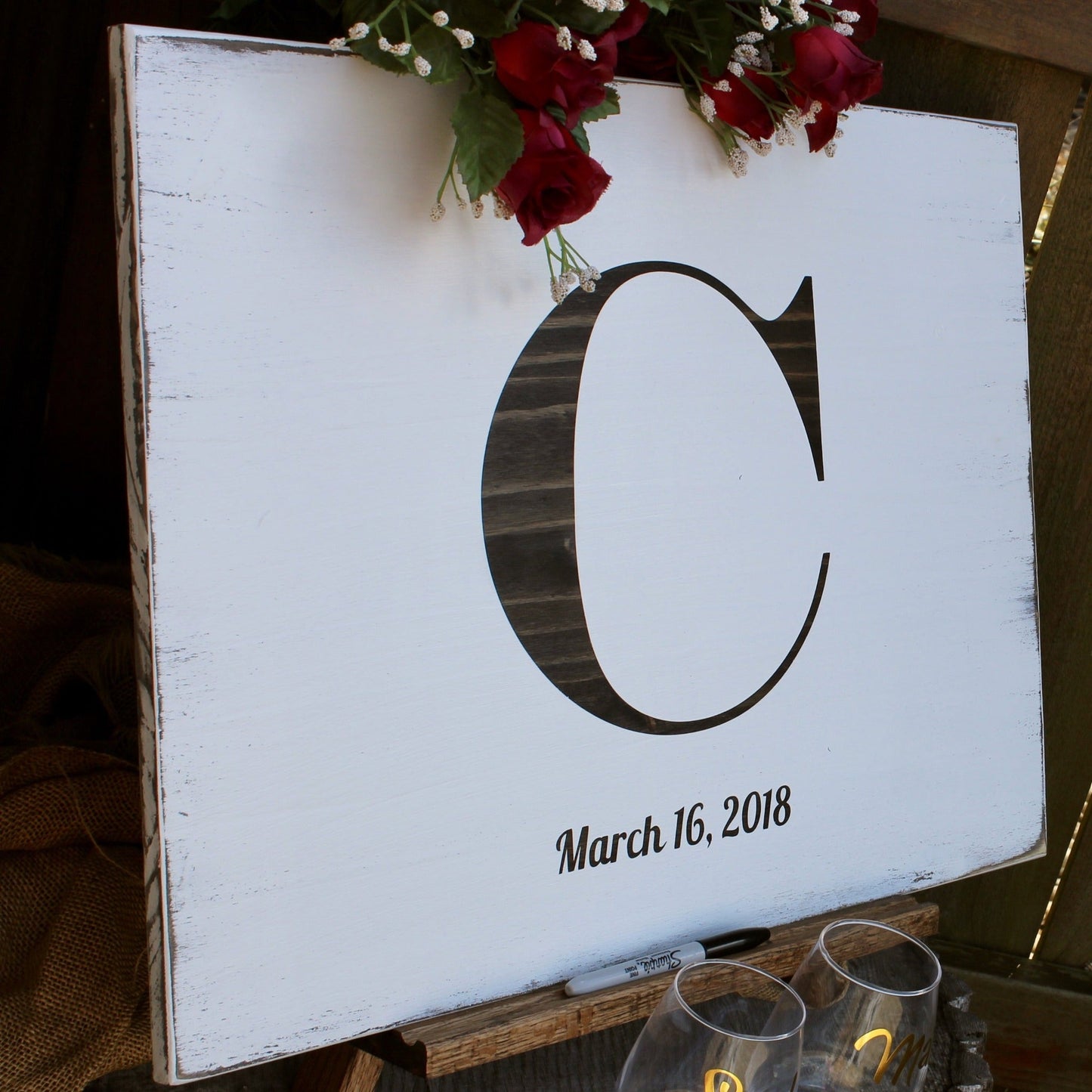 guest sign in made of wood