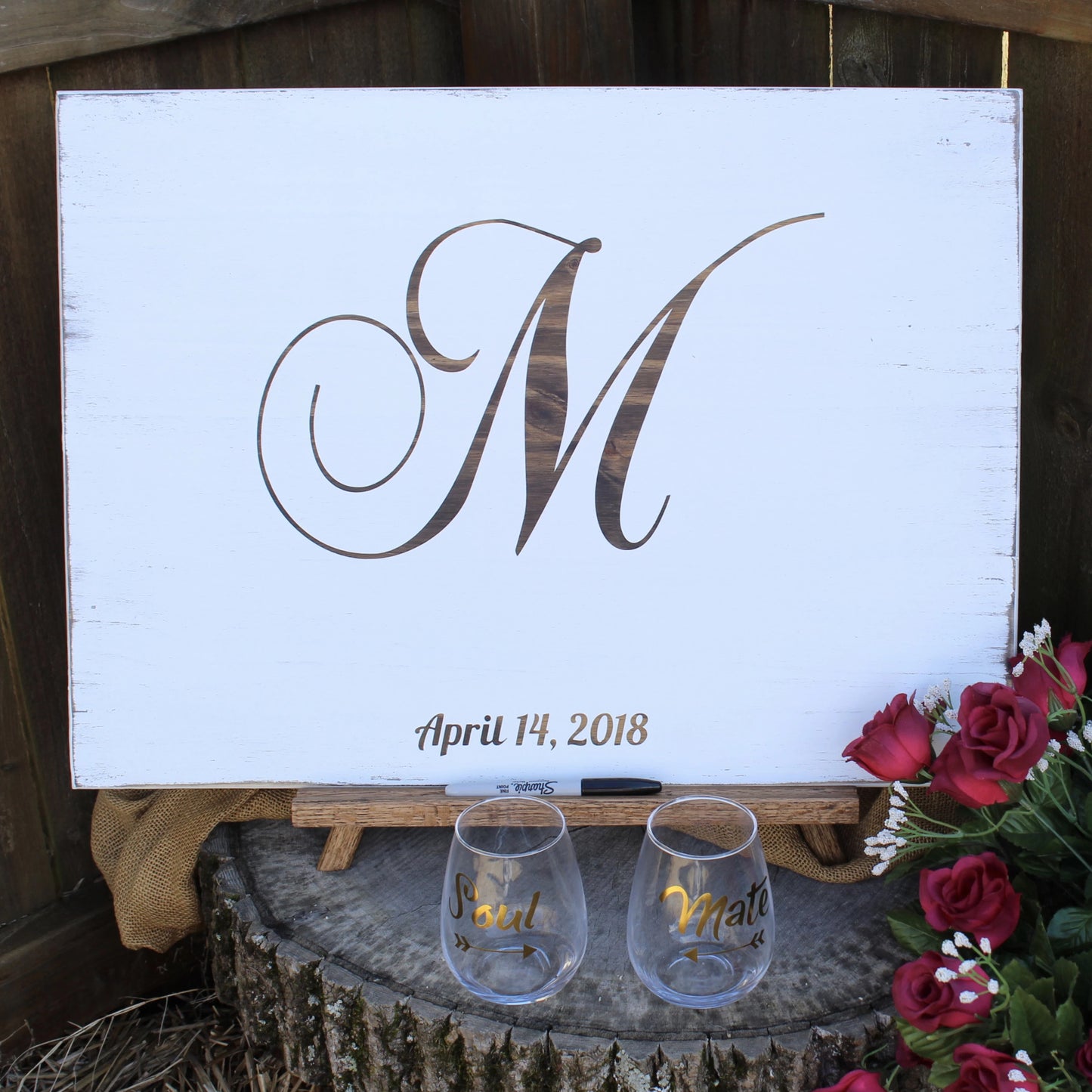 Wedding guest book alternative wooden sign for rustic wedding