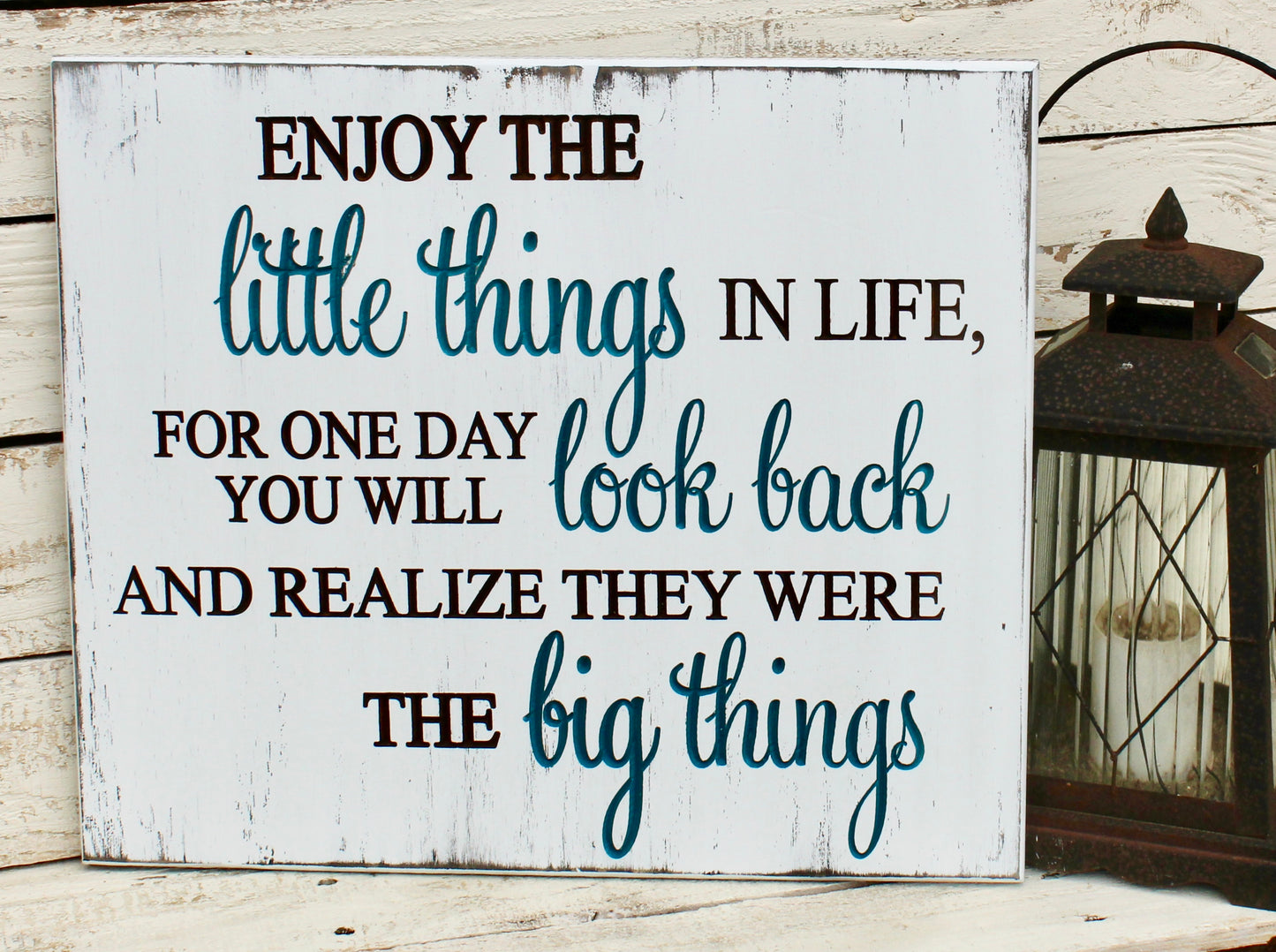 Enjoy the Little Things in Life Carved Wood Sign