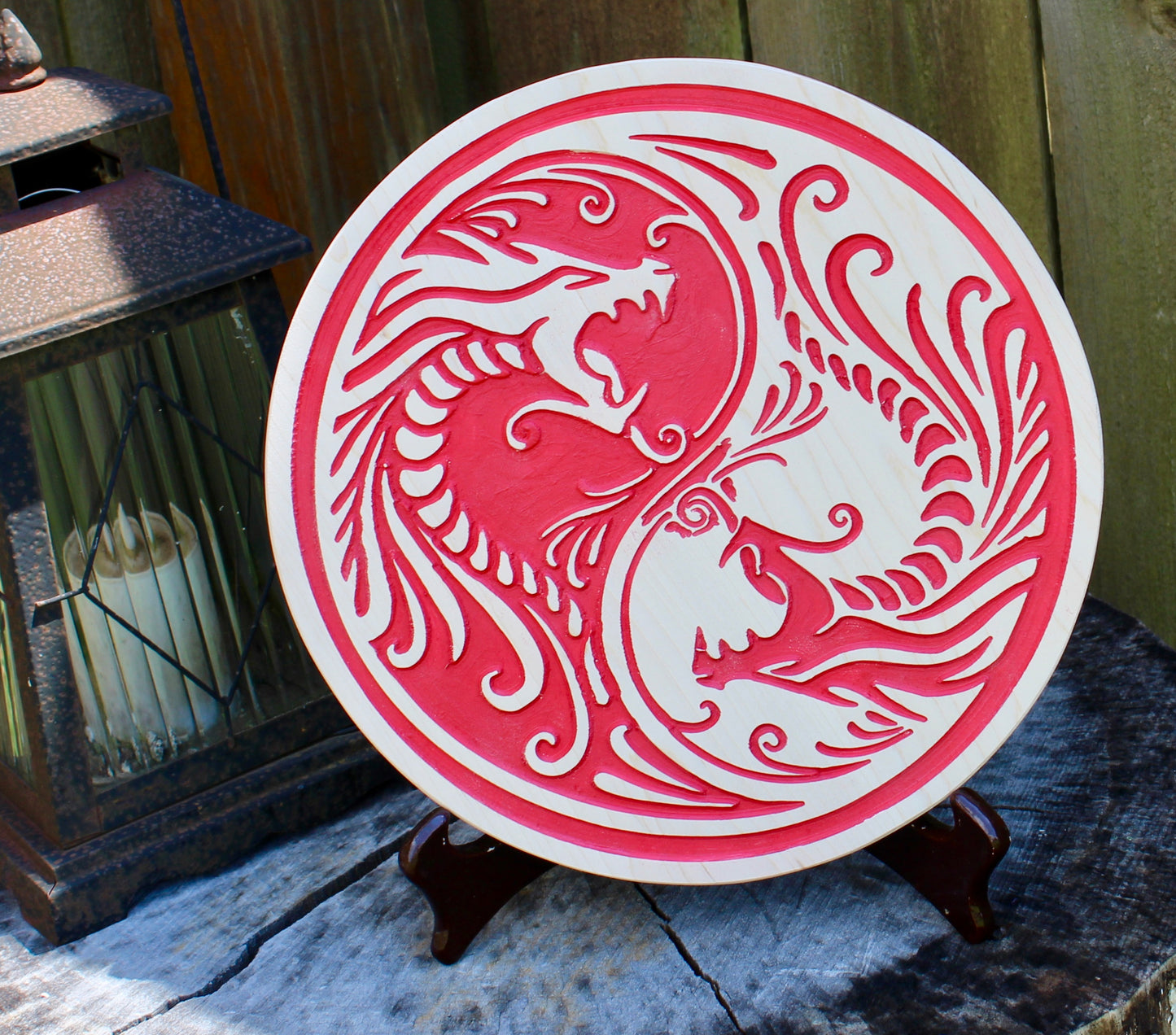carved wood dragon art