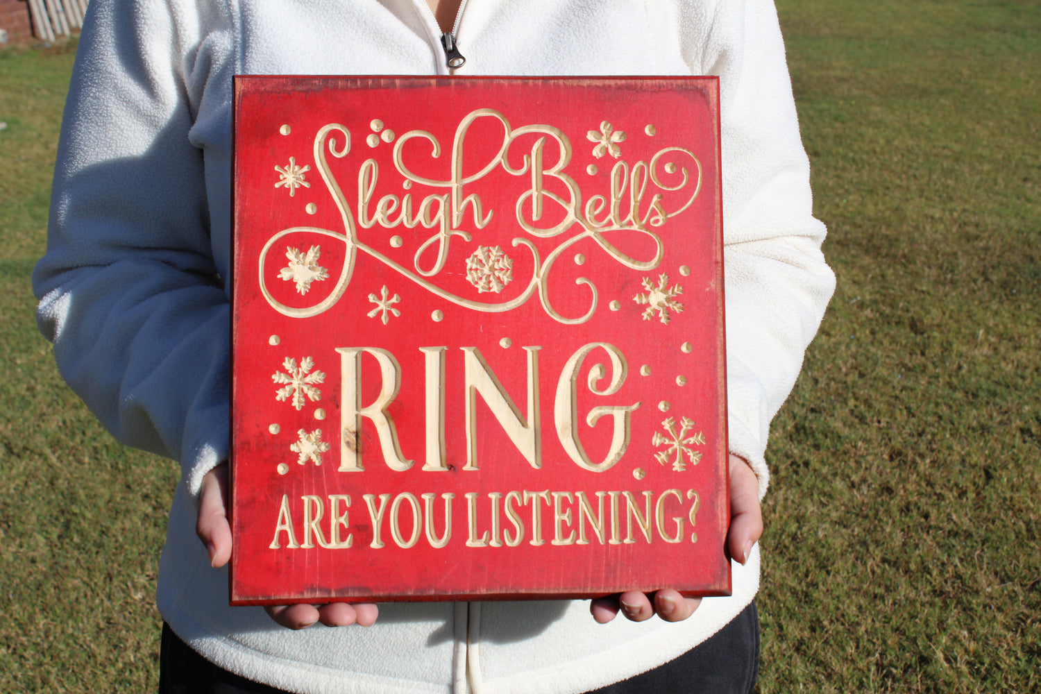 christmas sign made of wood