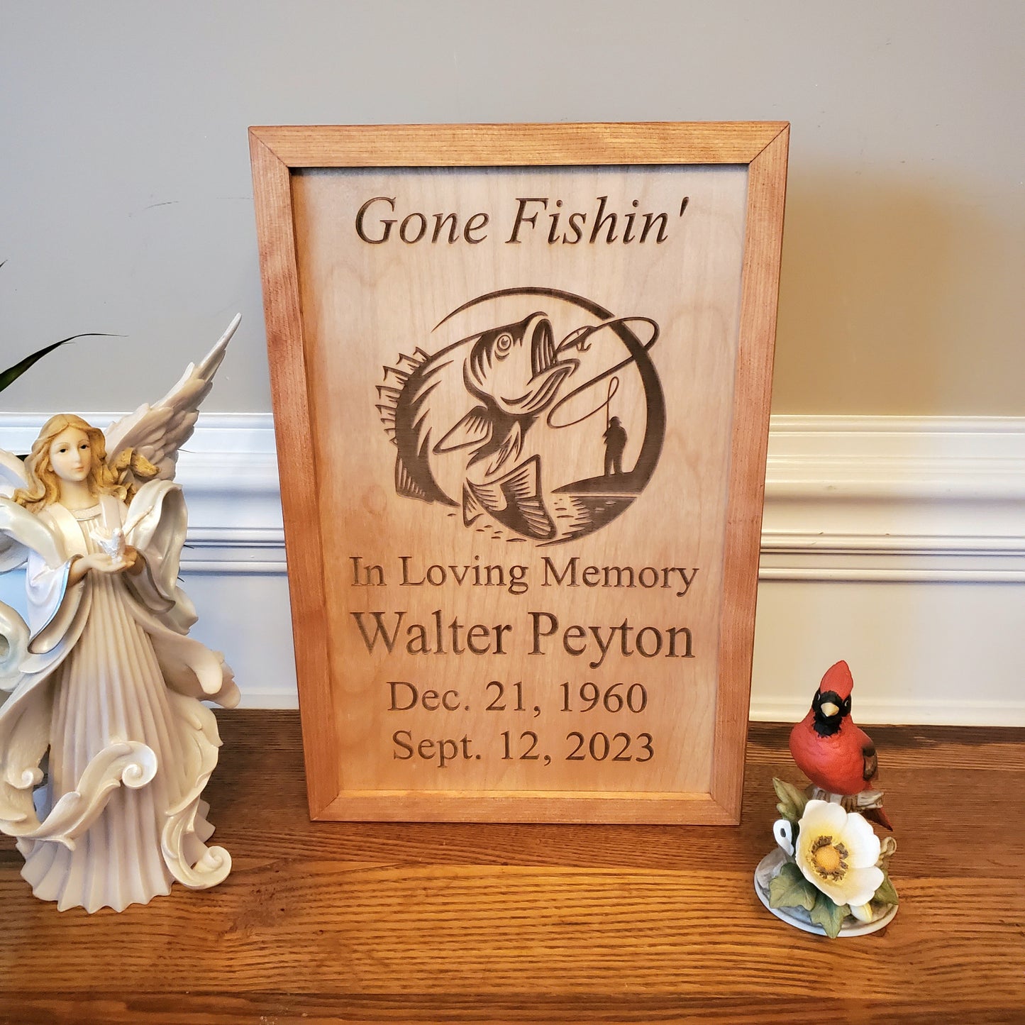 Gone Fishin Wall Hanging Plaque Cremation Urn for Human Ashes