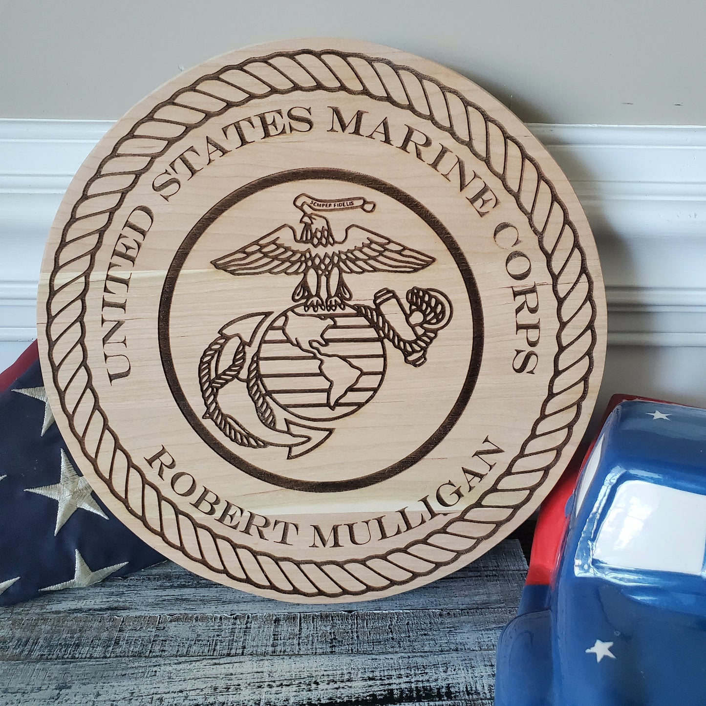 USMC Personalized Wooden Plaque for Your Marine