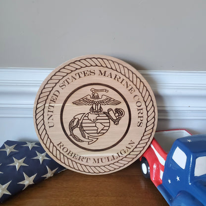 USMC Personalized Wooden Plaque for Your Marine