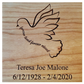 Dove Urn With Quote Forever Loved Forever Missed, Personalized Wooden Urn For Adult Human Ashes