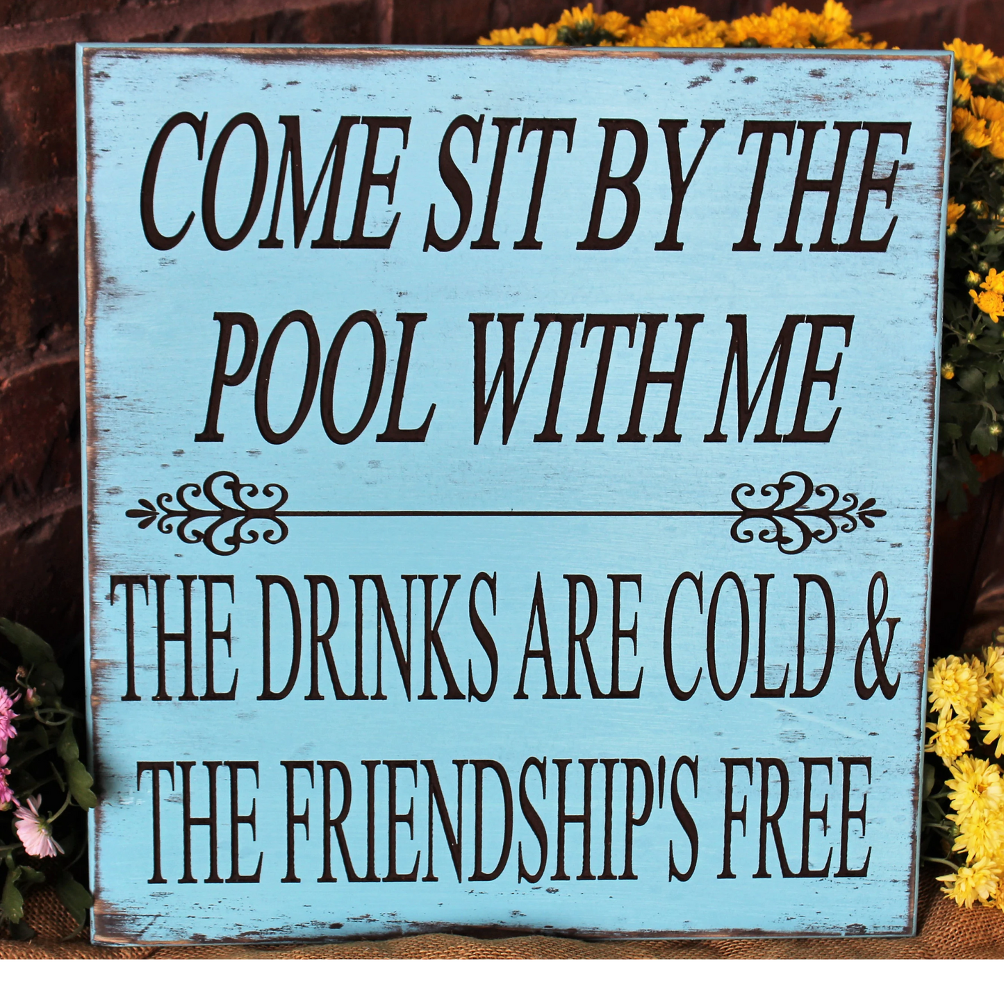 Come Sit by the Pool with Me the Drinks are Cold Friendship is Free