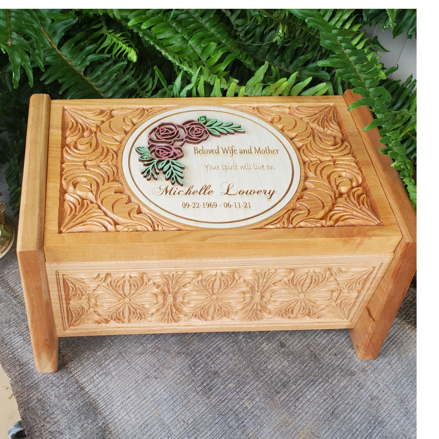 Rose Cremation Urn Box for Human Ashes