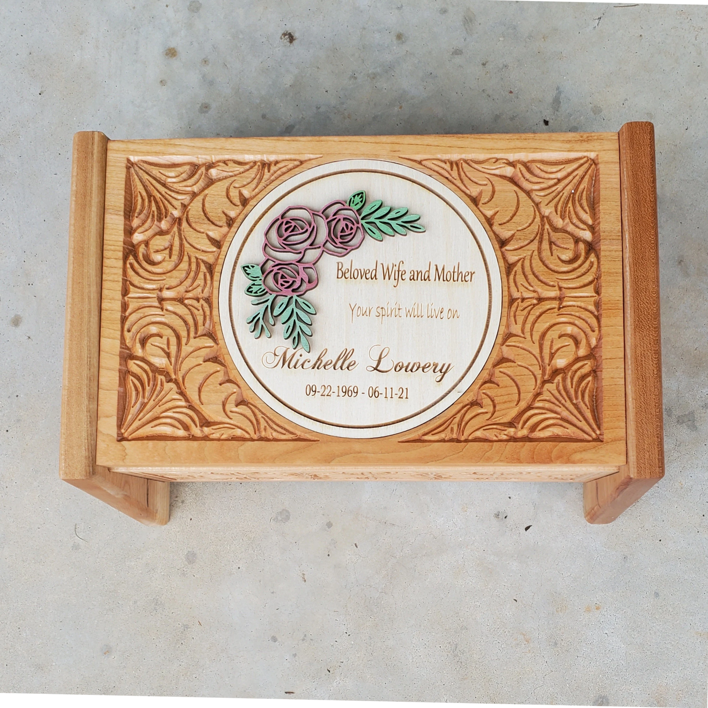 Rose Cremation Urn Box for Human Ashes