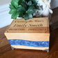 Personalized Cremation Box with Blue Resin Inlay Crossing the River