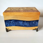 Personalized Cremation Box with Blue Resin Inlay Crossing the River