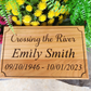 Personalized Cremation Box with Blue Resin Inlay Crossing the River