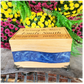 Personalized Cremation Box with Blue Resin Inlay Crossing the River