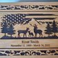 Deer Cremation Wood Box with Distressed USA Flag for Human Cremains