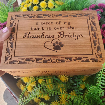 A Piece of my Heart is Over the Rainbow Bridge, Dog Cremation Urn for Ashes