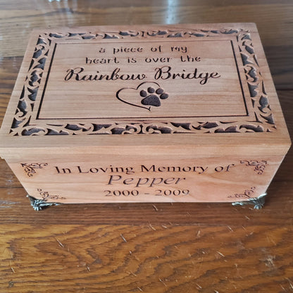 A Piece of my Heart is Over the Rainbow Bridge, Dog Cremation Urn for Ashes