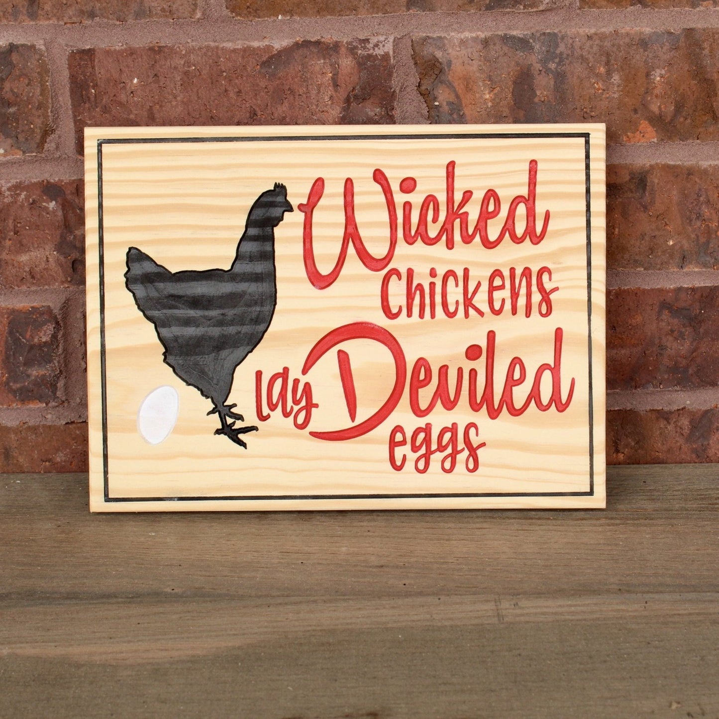 rustic wooden sign with chicken