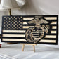 carved wood usa flag USMC
