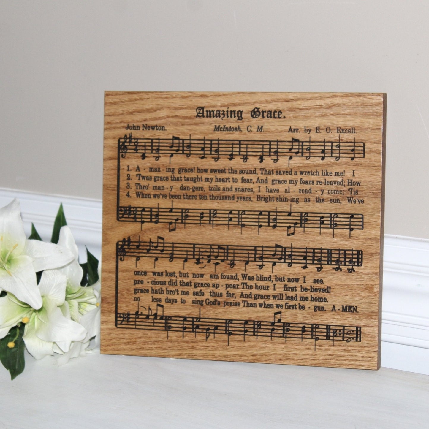 Amazing Grace Sheet Music Plaque Carved From Solid Wood