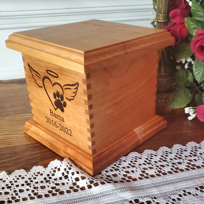 solid wood dog urn