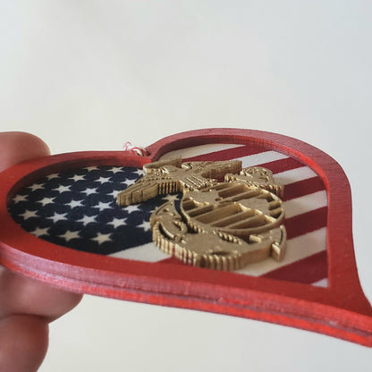 Christmas USMC Wood ornament