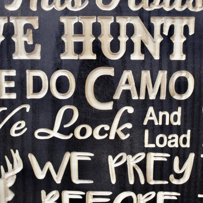 carved wood sign