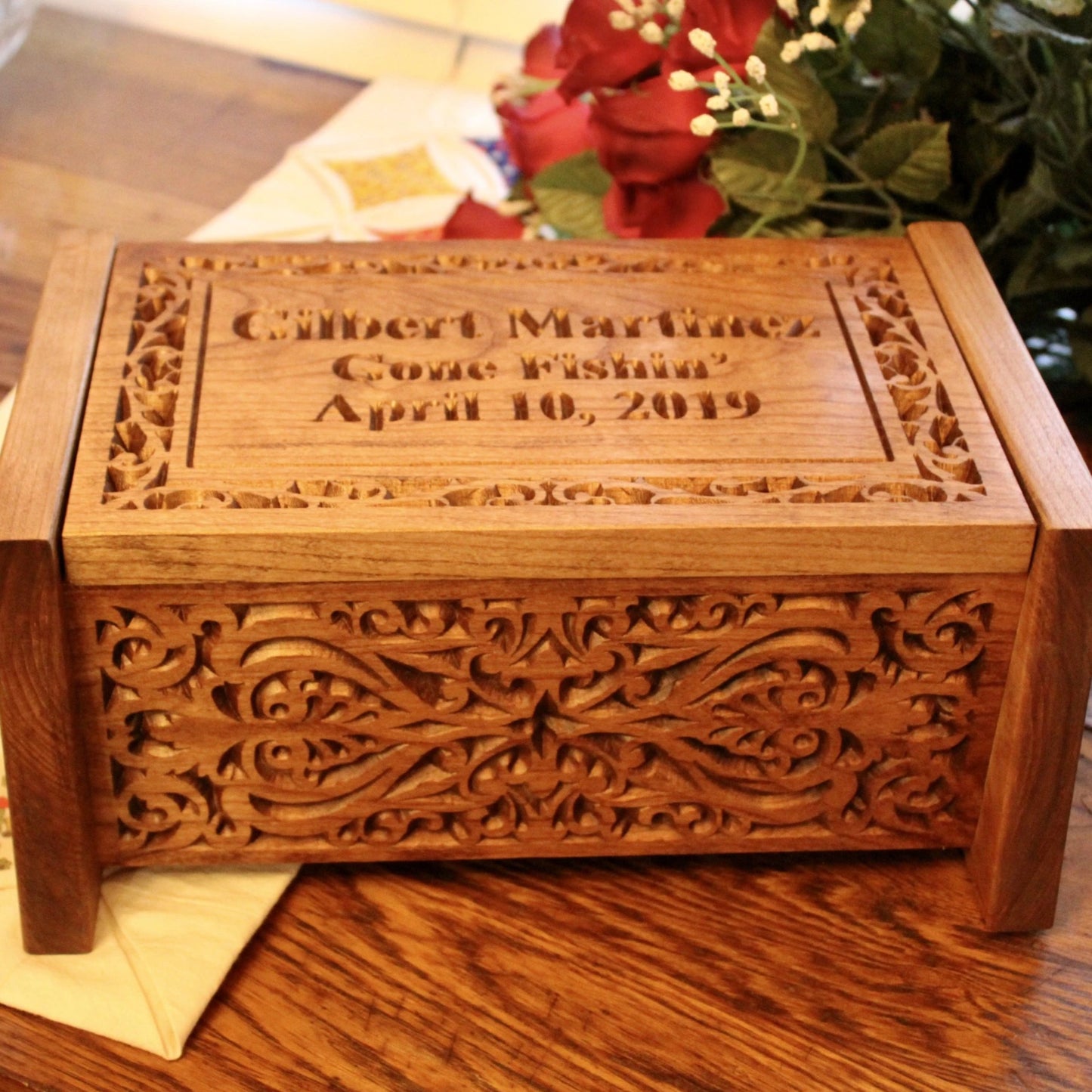wood box urn for human remains