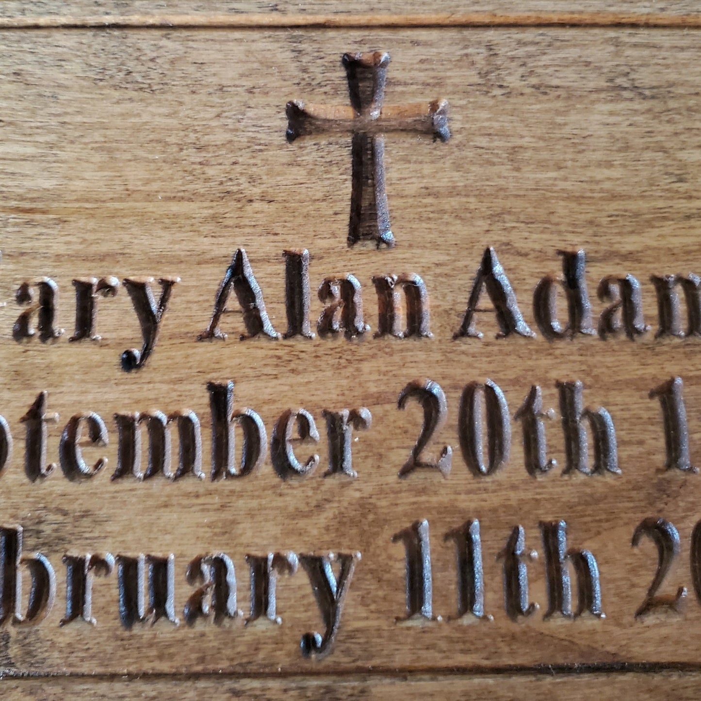 Cross Wood Urn Box For Adult Ashes, Personalized Carved Cremation Container for Male or Female