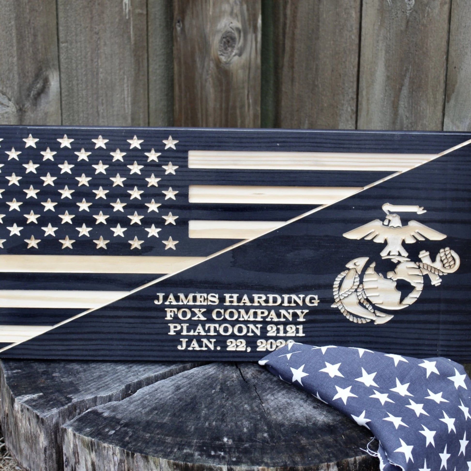 US Marine Flag Wooden