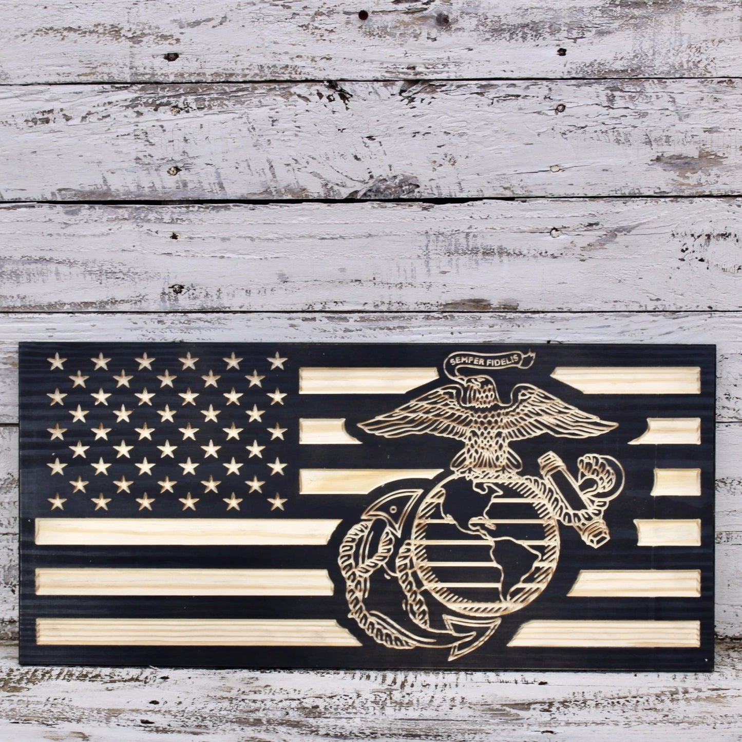 wood American military plaque