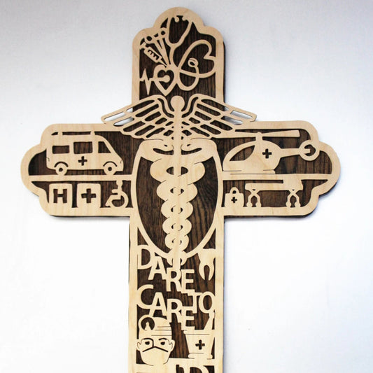 Medical Worker Cross Made Of Wood