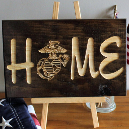 USMC Home Sign,  Carved Sign, Wood sign