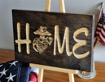 USMC Home Sign,  Carved Sign, Wood sign