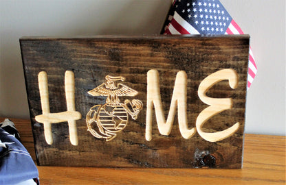 USMC Home Sign,  Carved Sign, Wood sign