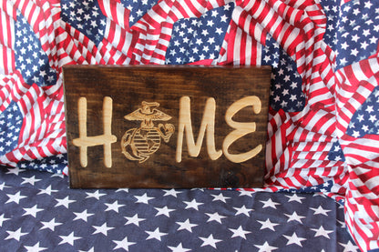 USMC Home Sign,  Carved Sign, Wood sign