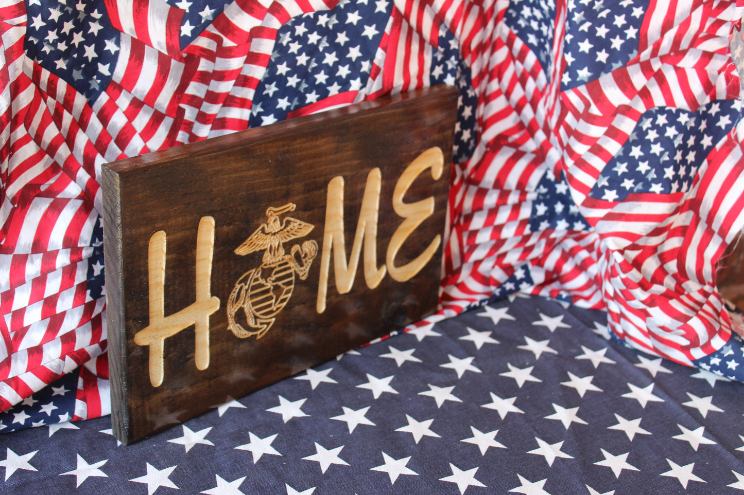 USMC Home Sign,  Carved Sign, Wood sign