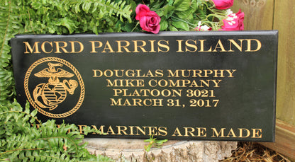 USMC Personalized Carved Boot Camp Graduation Plaque