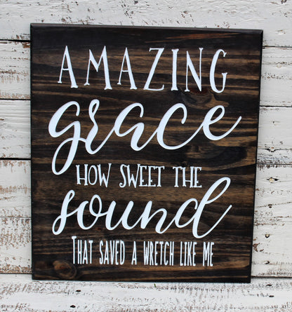 wood amazing grace sign