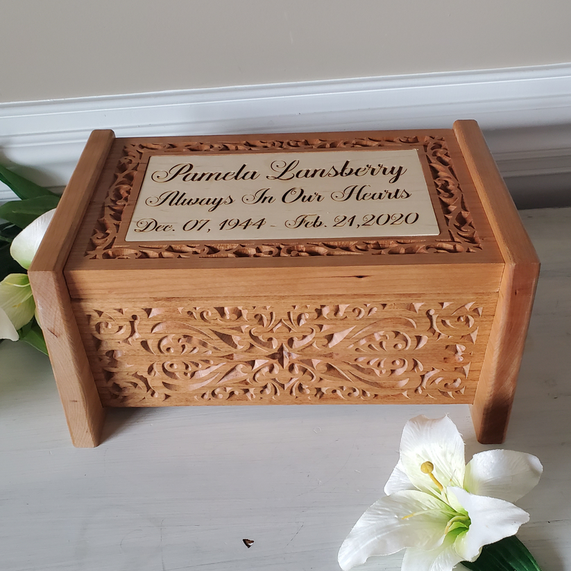 Burial Box Elegant Personalized Wood Urn Box For Cremation, Ornate Burial Box ...